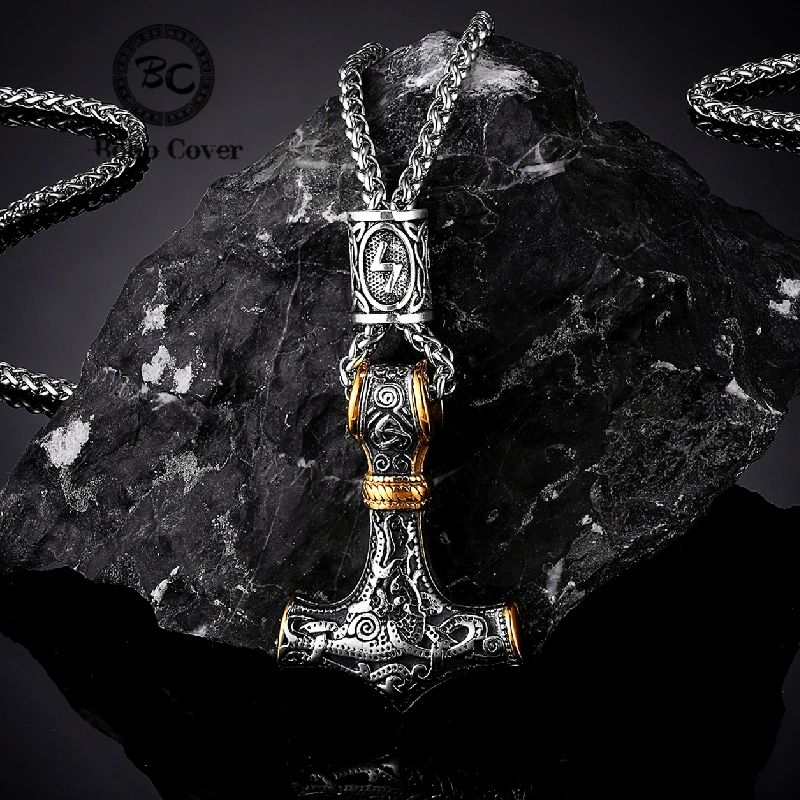 Thor Hammer Collana Con Martello Di Thor Vichingo, Ciondolo Mjolnir Con Valknut E Tiwaz, Amuleto Della Forza Norrena In Argento O Oro, Gioielli