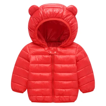 5 цветов, куртка для маленьких девочек зимние теплые хлопковые пальто с капюшоном для мальчиков и девочек, милый пуховик Детская одежда Одежда для детей - Цвет: JK040-Red