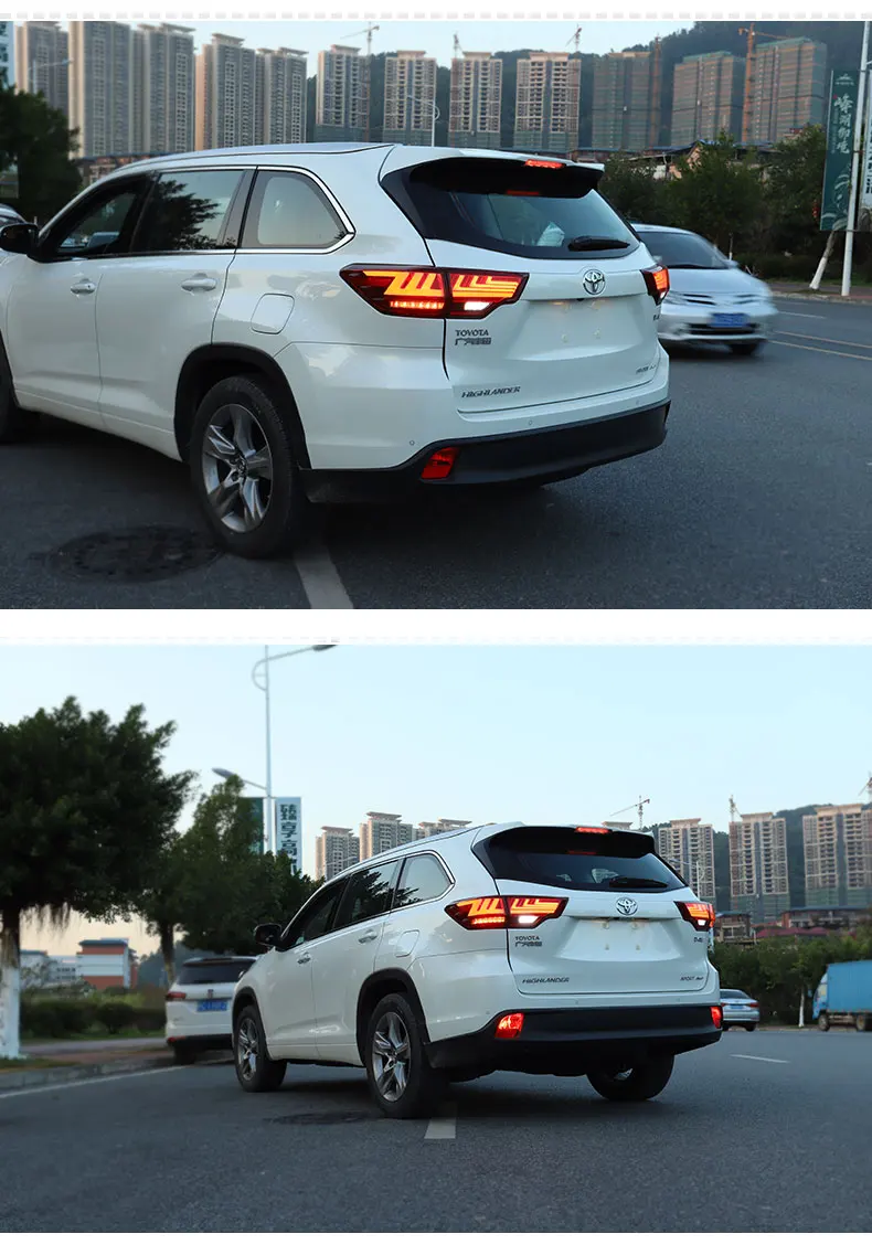 Автомобильный Стайлинг для toyota задние фары для Highlander- Kluger задний фонарь Тип задний фонарь DRL+ тормоз+ Парк+ Динамический сигнал поворота