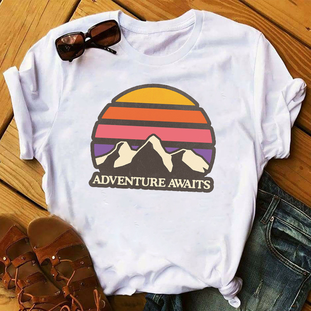 2020 Spring Summer Mountain Travel Fox Clothing Print Lady Womens Top Ladies Graphic Female  T Shirt T-shirts Tee T-Shirt