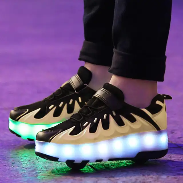 US $32.11 New Child USB Charging Girls Boys LED Light Roller Skate Shoes For Children Kids Sneakers With Whee
