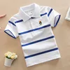 Jargazol T Shirt Kids Clothes Turn-down Collar Baby Boy Summer Top Tshirt Color Stripes Vetement Enfant Fille Camisetas Fnaf ► Photo 1/6