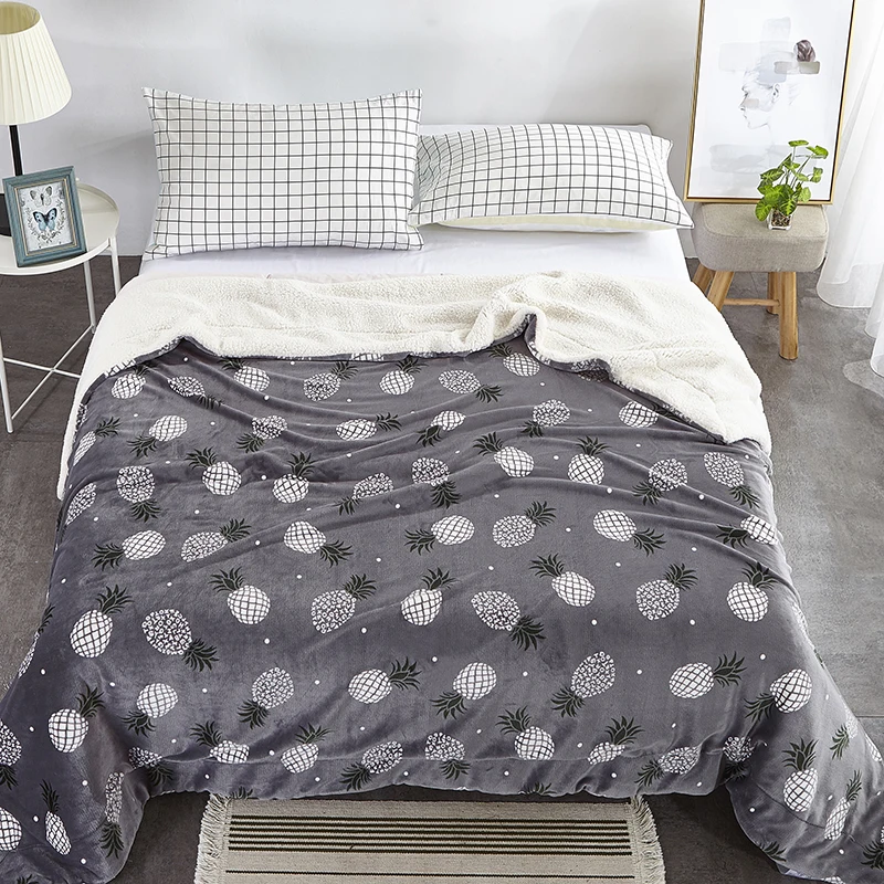 Pineapple fleece blankets and throws kids Thick Warm winter Blankets Super Soft duvet luxury Blankets twin queen fruits blankets