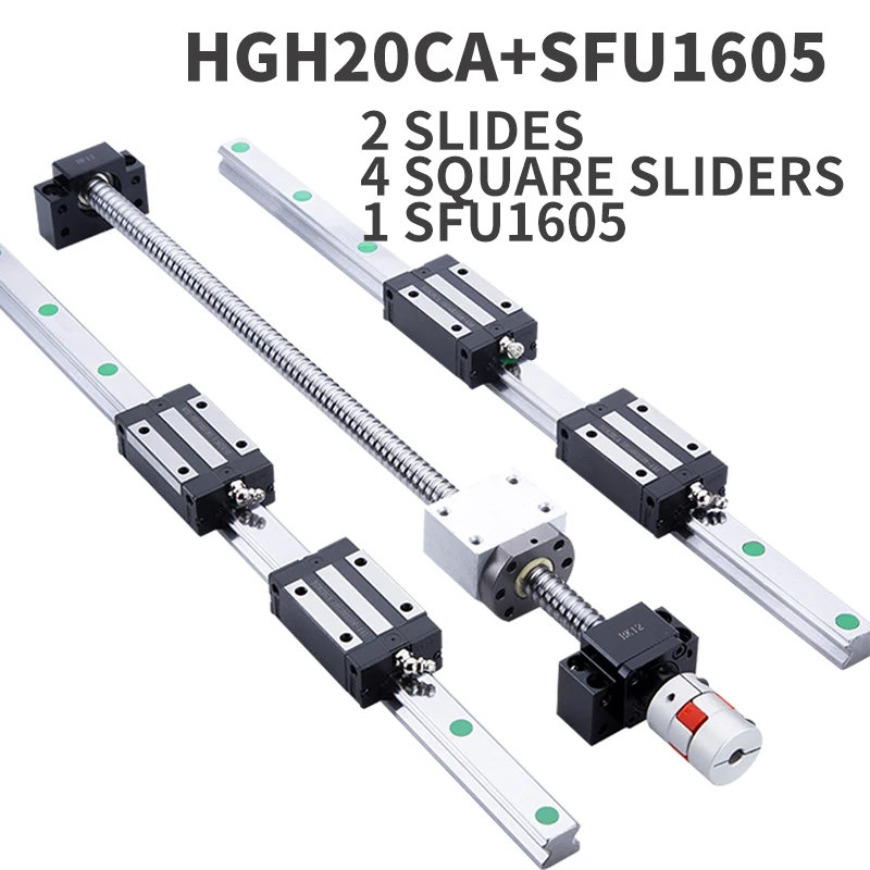 

2 pc HGH20 any length+4 HGH20CA +1 SET SFU1605 Heightened block Linear guide High assembly square load ball screw linear motion