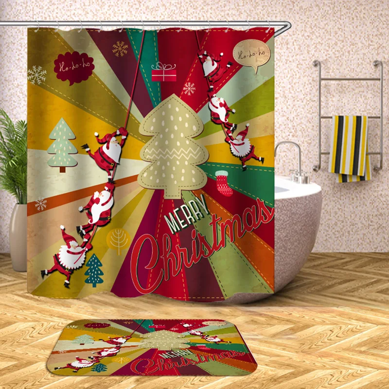 christmas box shower curtain waterproof drop shipping polyester bathroom curtain shower