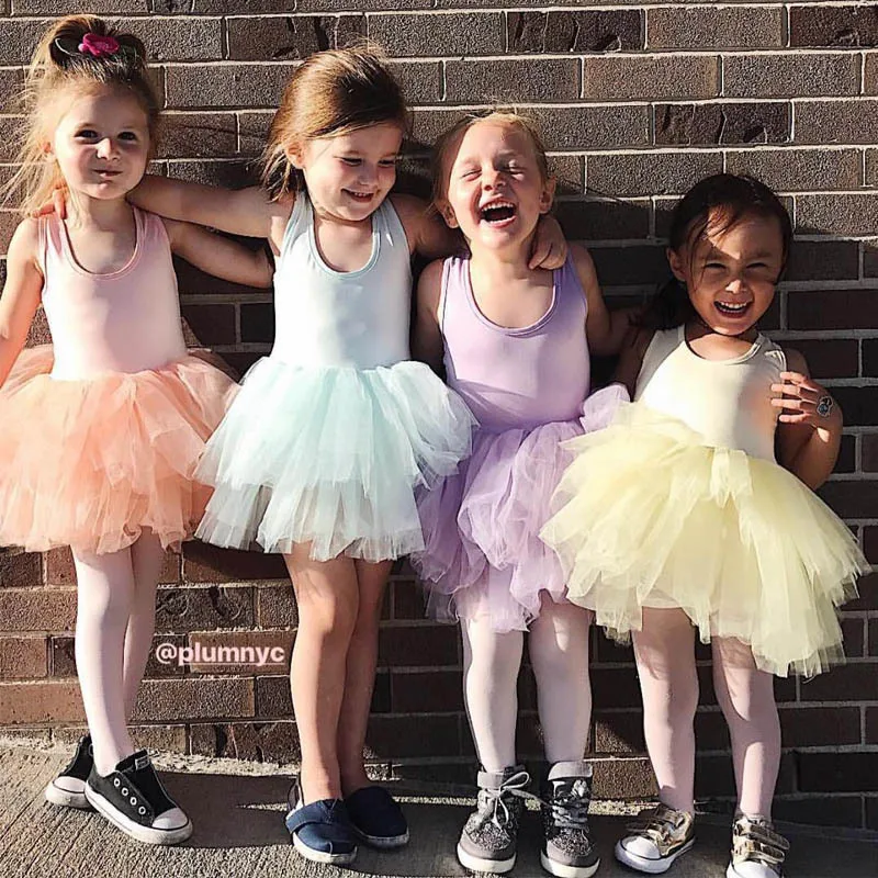 

Fashion Girls Tutu Super Fluffy 5 Layer petticoat Princess Ballet Dance Tutu dress Kids Sleeveless Patchwork Sweet Dress For Gir