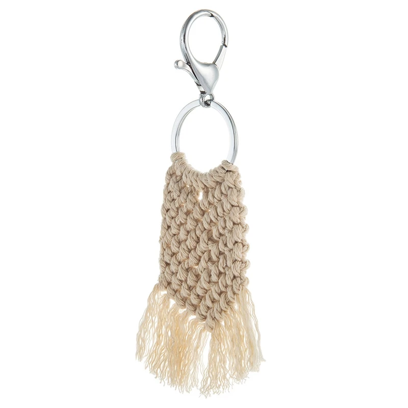 Брелоки с кисточками для женщин Boho брелок Крепление Сумка из макраме Шарм автомобиль Висячие украшения подарок для друзей набор из пяти