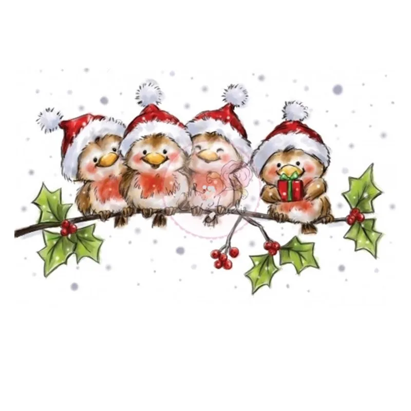 Rubber Silicone Clear Stamps for Scrapbooking Tampons Transparents Seal Background Stamp Card Making Christmas bird | Канцтовары для
