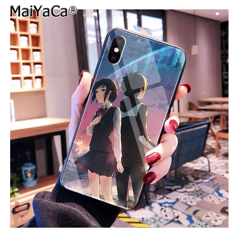 A13 MaiYaCa японский аниме ваше имя Kimi no Na wa закаленное стекло чехол для телефона iphone 11 Pro 11 Pro XR XS MAX 8X7 6S 6 Plus - Цвет: A13