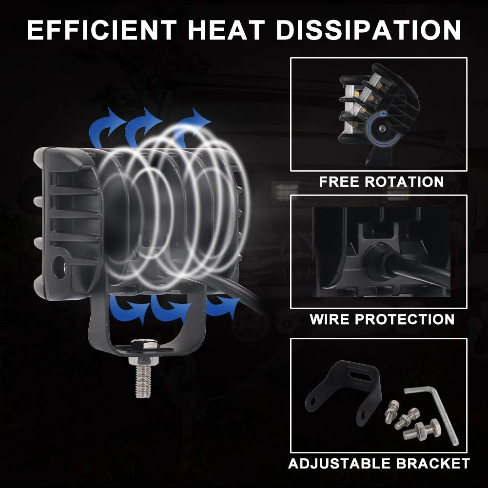 Для Jeep Truck Atv Suv 4 дюйма светодиодный светильник Pod s Cube рабочий светильник с янтарным поворотником боковой светильник Led