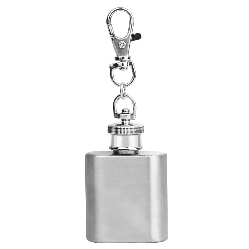 

1oz Mini Stainless Steel Hip Flask Alcohol Flagon with Keychain Portable Alcohol Hip Flask Accessories