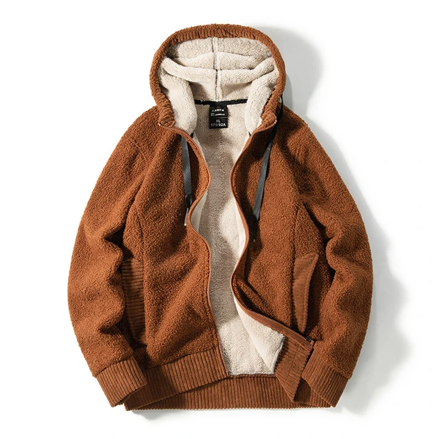 Mens Warm Sherpa Lined Fleece Hooded Sweatshirt Full Zip Up Thick  Heavyweight Fuzzy Fluffy Quality Sweatshirt Jacket Men L-8XL - AliExpress