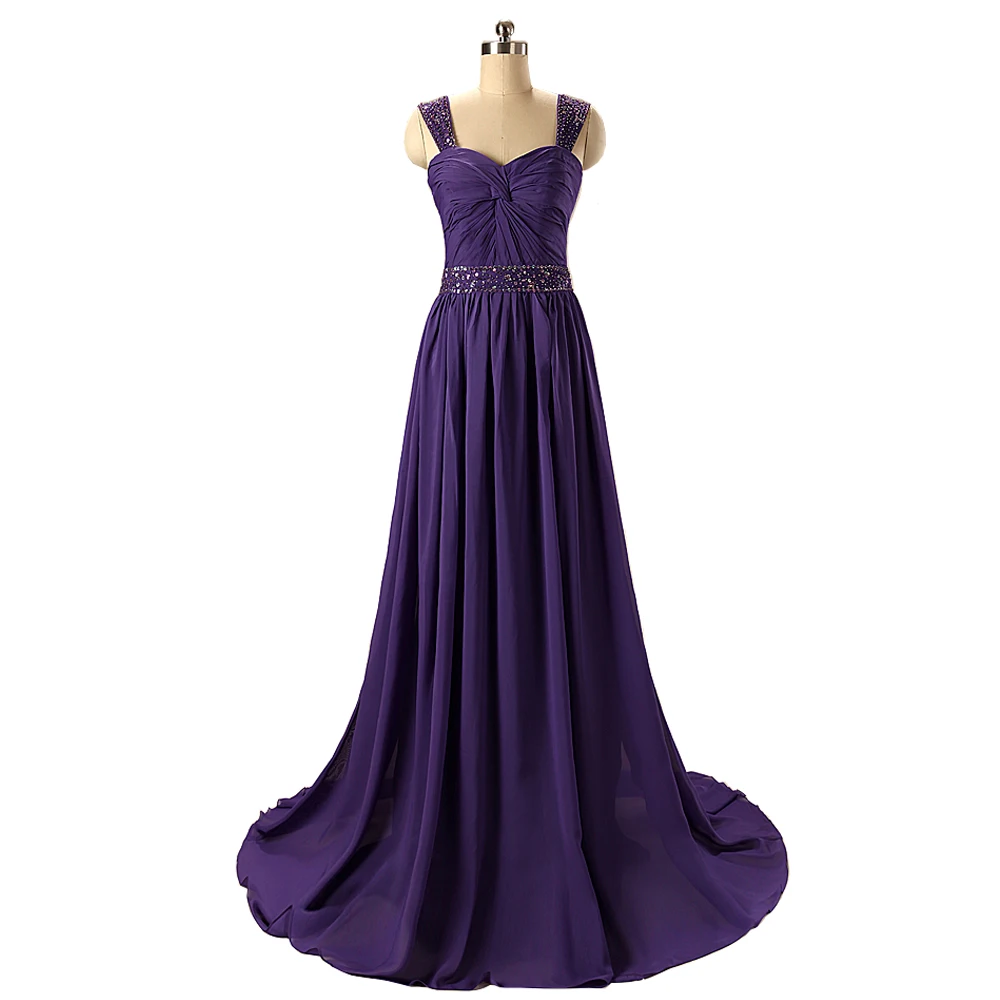 

Royal Blue Beading Spaghetti Strap Pleated Long Chiffon Bridesmaid dresses woman party night vestidos de celebridades