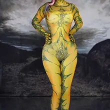 Женский комбинезон с животным узором ящерицы, одежда танцора для шоу певицы, наряд для сцены, выпускного, Женский костюм для косплея, стрейчевый наряд