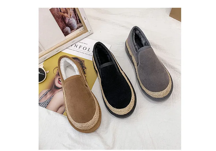 Size35-44; женская зимняя обувь; пара зимних ботинок унисекс; Теплые повседневные ботинки на платформе с мехом внутри и нескользящей подошвой