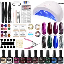 AZURE BEAUTY, 33 шт./лот, профессиональный Гель-лак для ногтей, Набор для творчества, замачиваемый, для салона ногтей, светодиодный Гель-лак для ногтей, базовый топ, лак для ногтей