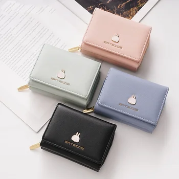 

Three Fold Multifunctional Cartoon Women Wallets Short Soft Leather Ladies Purse Coin Pocket Card Holder Female Wallet with HASP
