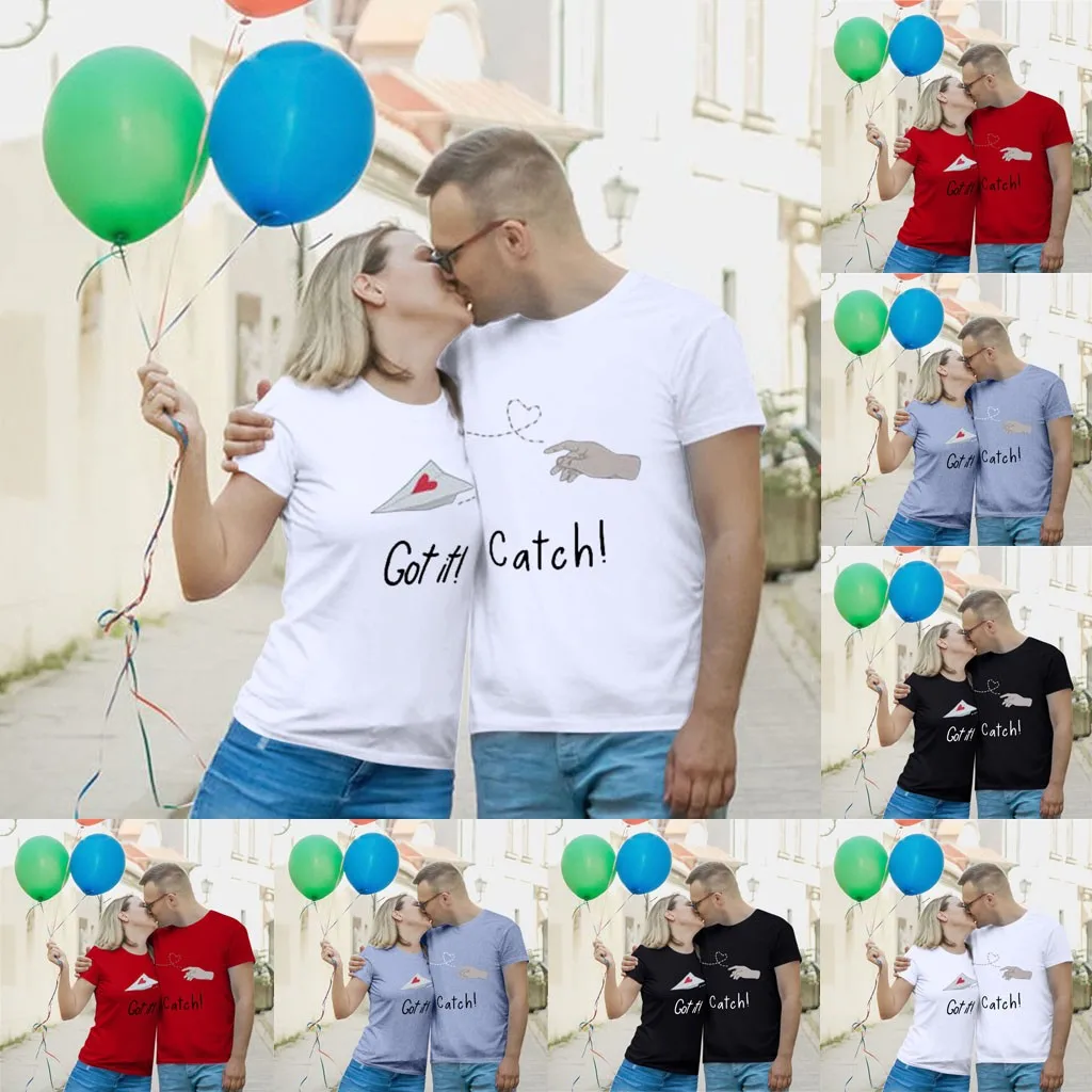 t-shirts men t shirts Harajuku Funny Print Tshirt Men Men Couples Lovers Valentine's Day O Neck Short Sleeve Print T Shirts Tops