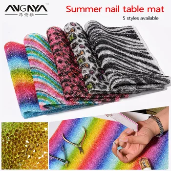 

ANGNYA 1Pcs Summer Manicure Full Diamond Scrub Table Mat High-end Nail Shop Luxury Decorative Nails Photo Props Photo Background