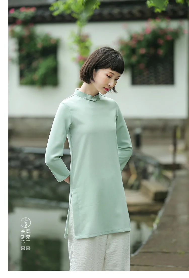 Китайский ветер моды Cheongsam куртка рукав пластины кнопки китайский стиль куртка Женский обслуживание чай