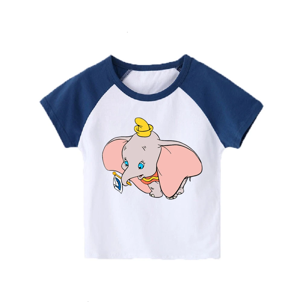as picture Футболка с короткими рукавами и принтом Dumbo для мальчиков и девочек детские топы с круглым вырезом, Детская футболка с героями мультфильмов одежда для малышей - Цвет: as picture