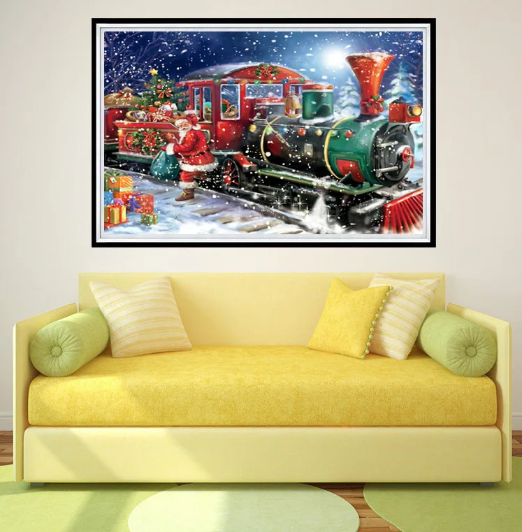 

Santa Claus under Train Diamond Painting Cross Stitch Full of Crystals Decorations