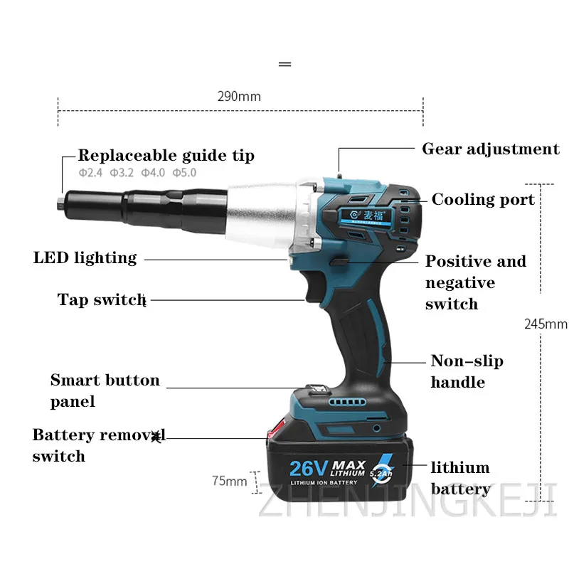 Koop Nail Gun Elektrische Klinknagel Pistool Automatische Blind Klinknagel Pistool Liu Ding Pistool Klinknagel Pistool Latin Gun Lithium Batterij