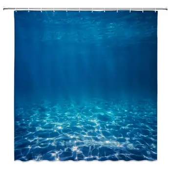 

Wave Shower Curtains Tropical Ocean Underwater Ripple Swimming Pool Landscape Hawaiian Summer Nautical Decor Bathroom Decoration