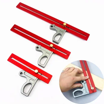 

Right Angle Carpenter Paint Line Ruler Woodworking Height Gauge 45 Degree Center Scriber Measuring Tool Wooden Scribe Device