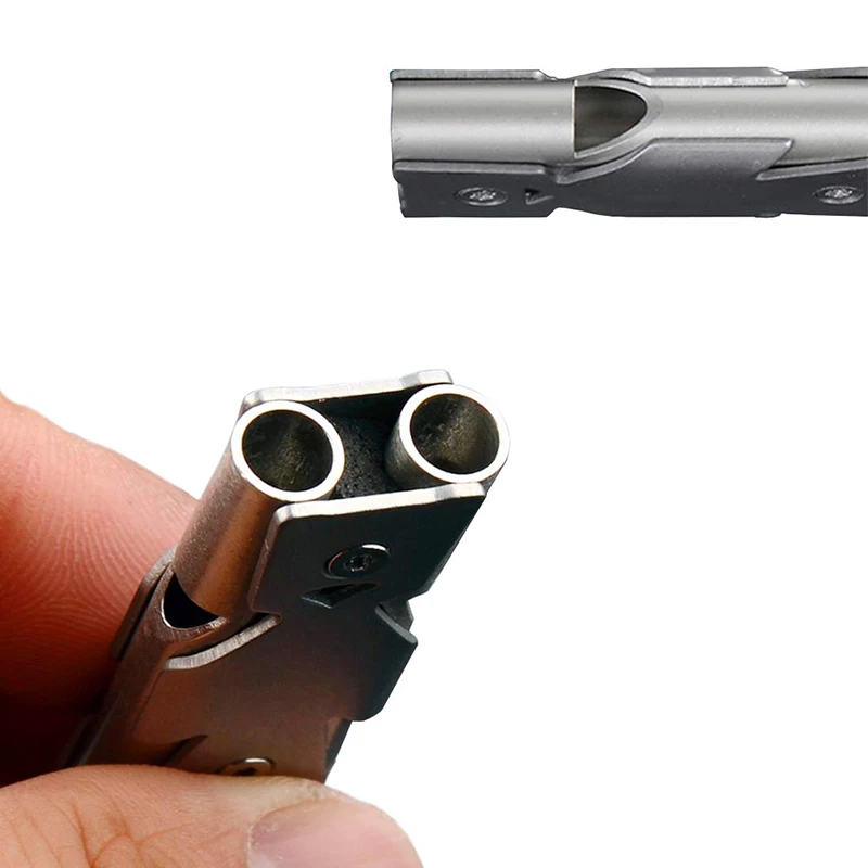 Stainless Steel Whistle Outdoor Camping Survival Whistle Double Tubes High Frequency Emergency Whistle With Keychain For Hiking