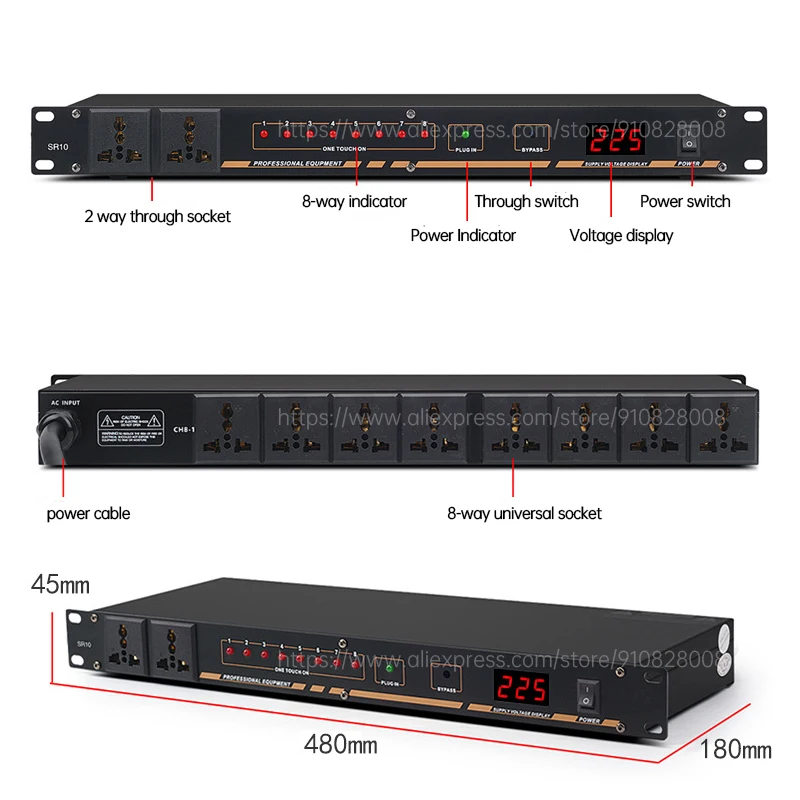 Controle de Sequência Equipamento para dj Sistema de Som Fonte de Alimentação Profissional com 10 Canais Profissional Sr10-amplificador - Image 5