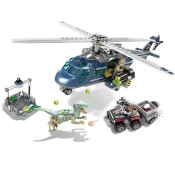 

415Pcs Jurassic Parked Blue's Helicopter Pursuit Building Bricks Blocks Compatible Bricks Lepining 10925 Jurassic World Toys