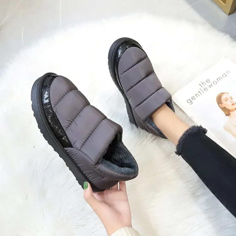 Женские зимние ботинки; botas femininas; водонепроницаемые теплые ботильоны на плоской подошве с толстым плюшем для женщин; хлопковая обувь на платформе