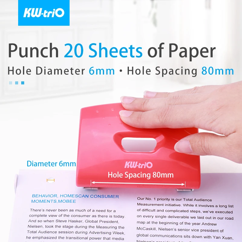2-Hole Paper Punch Handheld Round Hole Puncher Attached Mobile Phone Bracket Multi-function Punch Tool Notebook Scrapbook