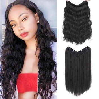 

HUAYA 24 inch Long Wavy/Straight Synthetic Hair Clip In Hair Extension Women's Heat Resistant Hairpiece Natural Hair Piece