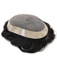 Wholesale 8x10 inches 100% Human Hair Toupee For Men Mono with NPU Replacement System Natural Straight 5 Colors