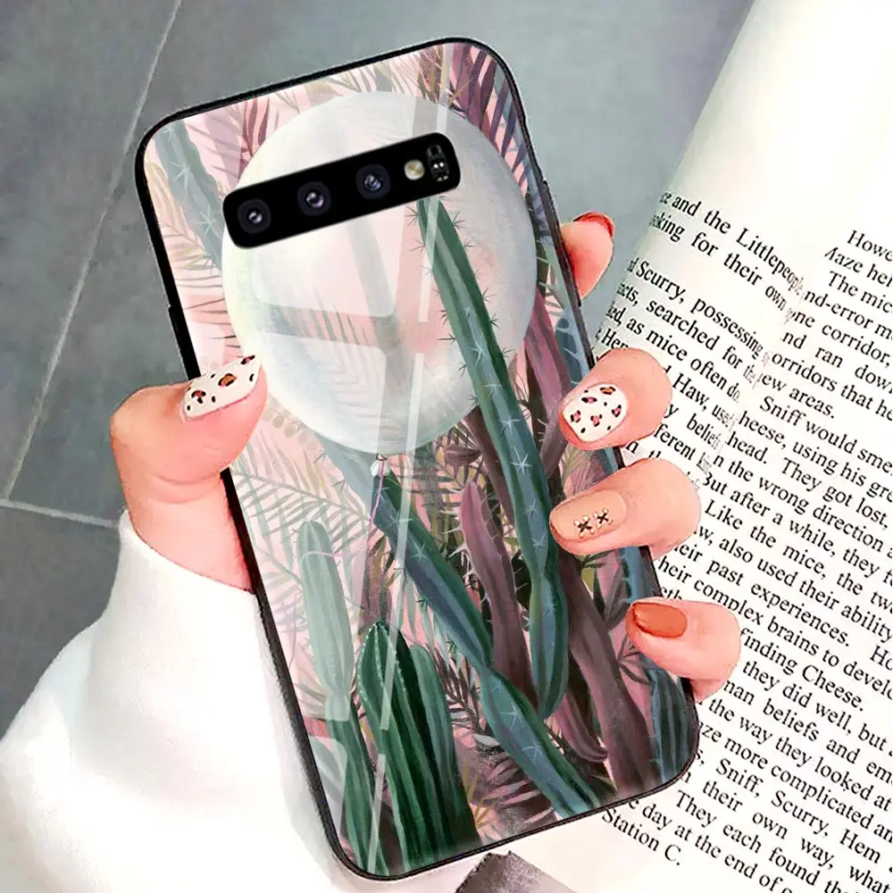 Роскошный стеклянный чехол для samsung galaxy note 8 s10 с изображением кактуса|Бамперы| |