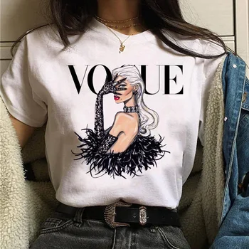 

Fashion Princess T-shirt Beautiful Female Fashion Girl Retro T-shirt Harajuku Urzan Print Pattern Summer T-shirt Top Tee Female
