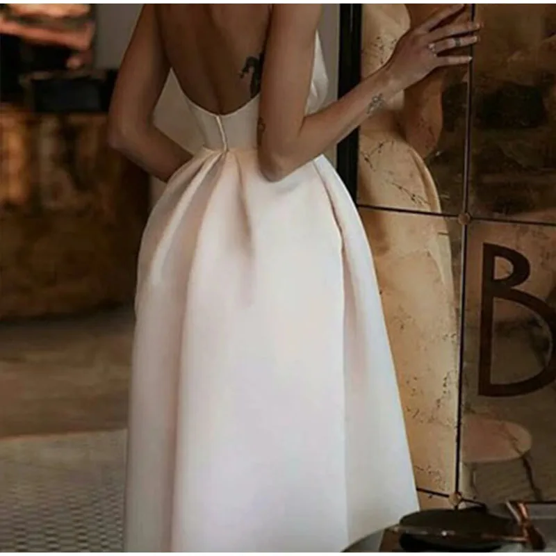 SRDP вечернее элегантное вечернее платье на молнии, женское платье с квадратным воротником, без рукавов, с открытой спиной, высокая талия, платье миди, сексуальное женское белое платье Vestidos