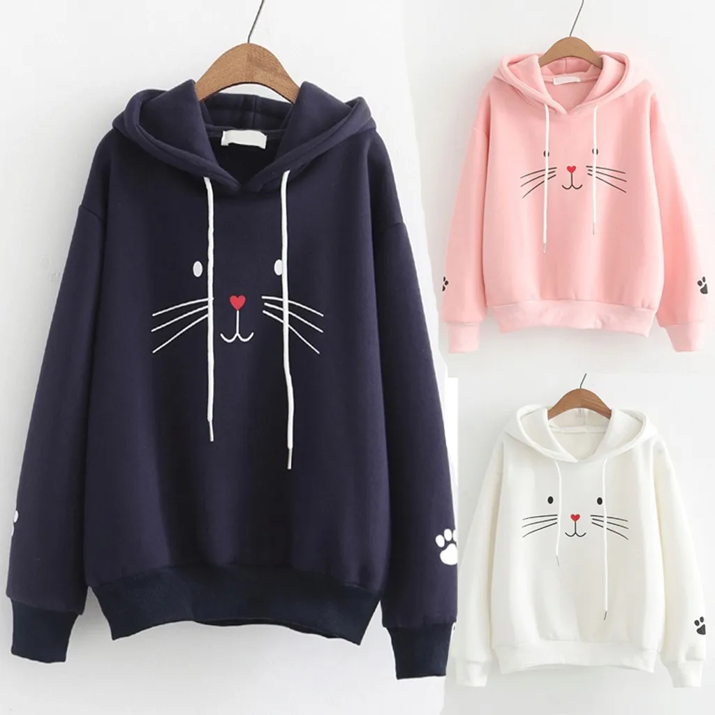 Kawaii, женские толстовки, Женская толстовка с принтом, корейский стиль, женская уличная одежда с капюшоном, осень, Moletom Feminino