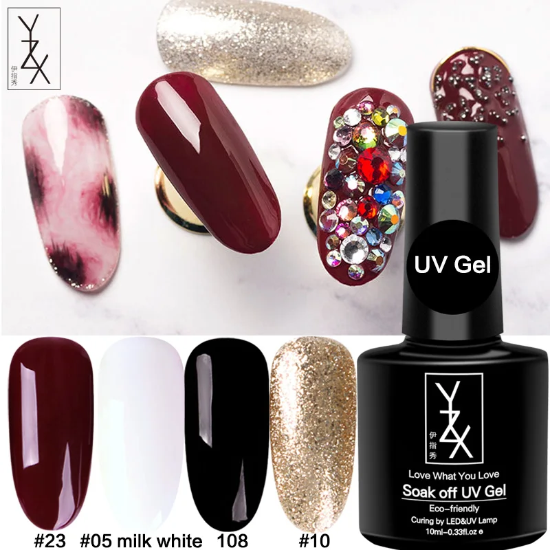 YZX Новый 40 мл гель uv Vernis лак для ногтей набор красный черный серебряный молочный
