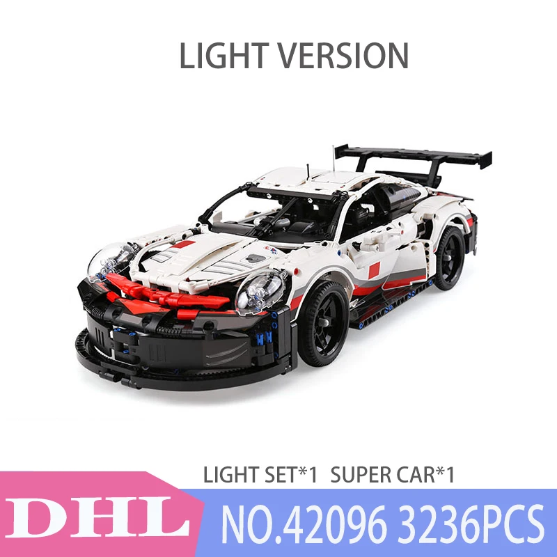 Technic Car Series Supercar Bugattis модель строительные блоки Наборы кубиков детские игрушки, совместимые с IegoSet 42083 подарки в сборе - Цвет: WITH LIGHT