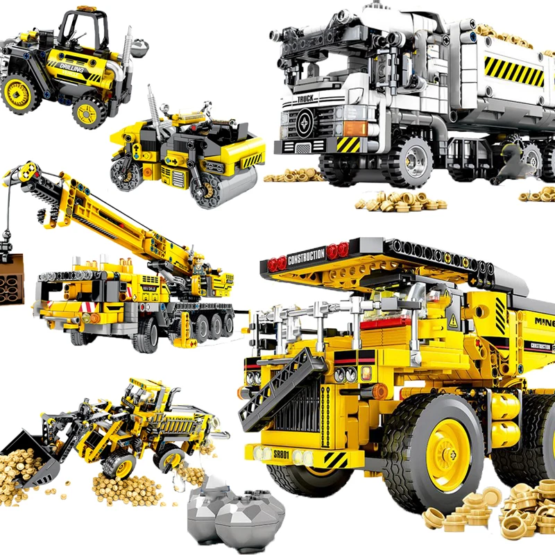 Совместимость с legoed Technic Drill Car dozer compactor pushdozer mobike crane Mine truck Engineering строительные