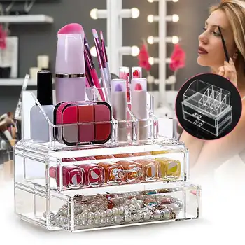 

Acrylic Makeup Organizer Cosmetic Organizer Makeup Storage Box Brush Holder Display Stand Maquillage Jewelry Storage Drawers