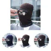 

Simple Men Face Cover Solid Color Male Dome Knitting Cap Scarf Face Cover Men Cap Men Scarf