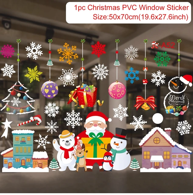 Christmas Window Stickers Merry Christmas Decorations For Home Christmas Wall Sticker Kids Room Wall Decals New Year Stickers 23