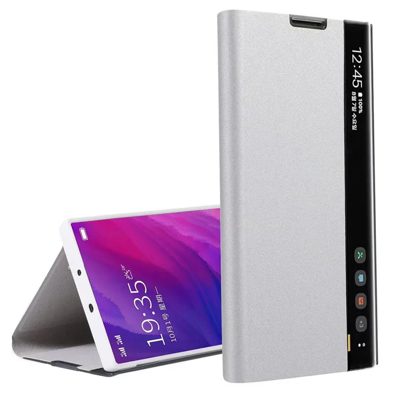 

Side Display Window Flip Case for Samsung Galaxy Note 8 Note 9 Note 10 Pro TPU Leather Smart Cover with Sleep Awake Function