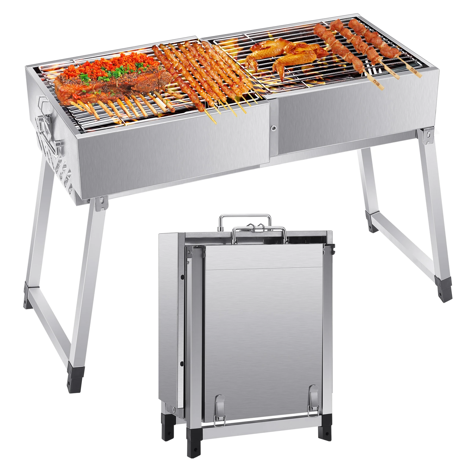 Flexible Caster Wheels Commercial Stainless Steel Charcoal Grill Bbq Barbecue Grill Buy Bbq