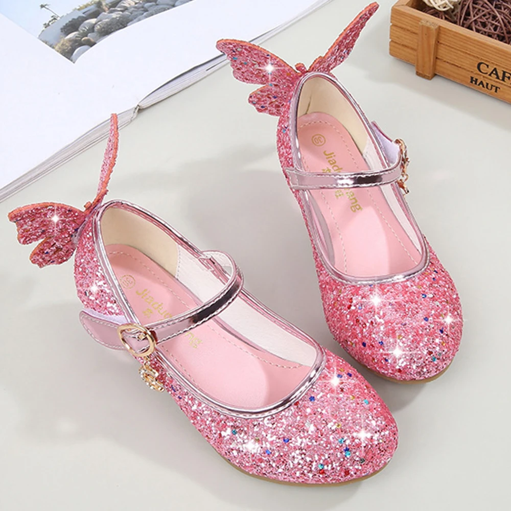 KIDS Fashion Girls Sparkly Dress Shoes,Adorable Kids Party Heels Pumps,Glitter Princess Mary Jane Shoes