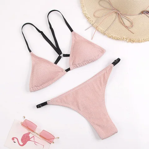 Print Bikinis Female 2019 Chest Bow Bandage Swimsuit Women'S Beach Fashion Plaid Push Up Bikini Set High Quality Biquini